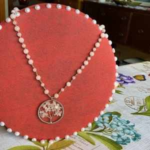 Rose quartz tree of life necklace